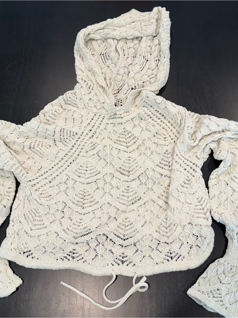 Zara Cream Crochet Hooded Sweater